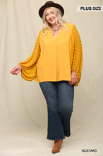 Load image into Gallery viewer, Woven And Textured Chiffon Top With Voluminous Sheer Sleeves
