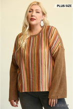 Load image into Gallery viewer, Novelty Knit And Solid Knit Mixed Loose Top
