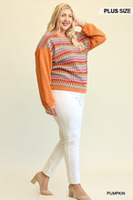 Load image into Gallery viewer, Novelty Knit And Solid Knit Mixed Loose Top With Drop Down Shoulder
