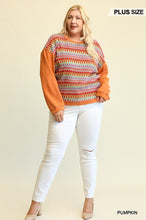 Load image into Gallery viewer, Novelty Knit And Solid Knit Mixed Loose Top With Drop Down Shoulder

