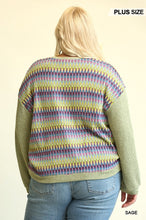 Load image into Gallery viewer, Novelty Knit And Solid Knit Mixed Loose Top With Drop Down Shoulder
