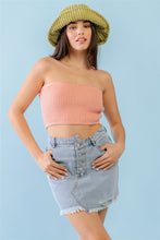 Load image into Gallery viewer, Dusty Peach Knit Strapless Crop Top
