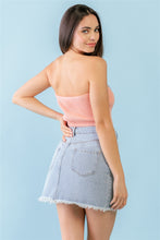 Load image into Gallery viewer, Dusty Peach Knit Strapless Crop Top
