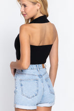 Load image into Gallery viewer, Halter Ruched Crop Sweater Knit Top
