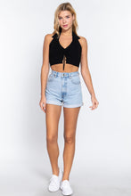 Load image into Gallery viewer, Halter Ruched Crop Sweater Knit Top
