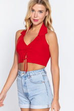 Load image into Gallery viewer, Halter Ruched Crop Sweater Knit Top

