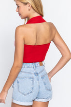 Load image into Gallery viewer, Halter Ruched Crop Sweater Knit Top
