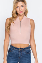 Load image into Gallery viewer, Sleeveless Rib Sweater Top W/zipper
