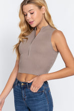 Load image into Gallery viewer, Sleeveless Rib Sweater Top W/zipper
