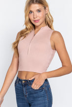 Load image into Gallery viewer, Sleeveless Rib Sweater Top W/zipper
