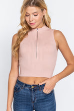 Load image into Gallery viewer, Sleeveless Rib Sweater Top W/zipper
