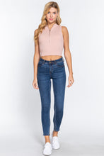 Load image into Gallery viewer, Sleeveless Rib Sweater Top W/zipper

