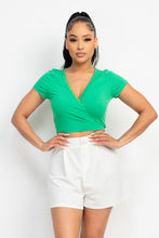 Load image into Gallery viewer, Wrap Surplice Lace Trim Top
