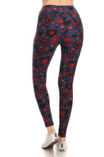 Load image into Gallery viewer, Yoga Style Banded Lined Heart Print, Full Length Leggings In A Slim Fitting Style With A Banded High Waist
