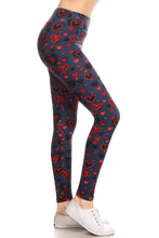 Load image into Gallery viewer, Yoga Style Banded Lined Heart Print, Full Length Leggings In A Slim Fitting Style With A Banded High Waist
