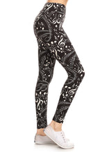 Load image into Gallery viewer, Yoga Style Banded Lined Music Note Print, Full Length Leggings In A Slim Fitting Style With A Banded High Waist
