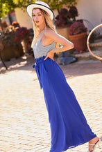 Load image into Gallery viewer, Striped Print Cami Sol Top Hi-waist Skirt Side Pocket Maxi Dress
