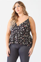 Load image into Gallery viewer, Plus Floral Sleeveless Wrap Neck Flare Hem Top
