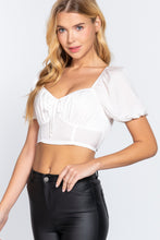 Load image into Gallery viewer, Short Slv Shirring Satin Crop Top
