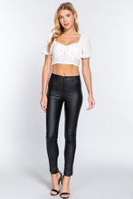 Load image into Gallery viewer, Short Slv Shirring Satin Crop Top
