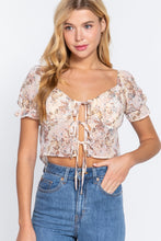 Load image into Gallery viewer, Short Slv Front Tie Print Woven Top
