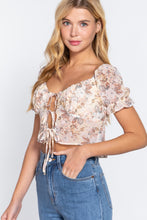 Load image into Gallery viewer, Short Slv Front Tie Print Woven Top
