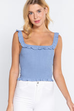 Load image into Gallery viewer, Smocking Ruffle Cami Woven Top
