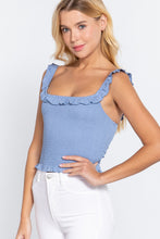 Load image into Gallery viewer, Smocking Ruffle Cami Woven Top
