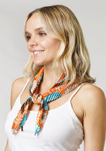 Load image into Gallery viewer, Flower Print Pleated Satin Scarf
