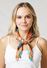 Load image into Gallery viewer, Flower Print Pleated Satin Scarf
