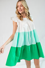Load image into Gallery viewer, Poplin Tiered Color Block Dress
