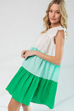 Load image into Gallery viewer, Poplin Tiered Color Block Dress
