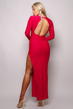 Load image into Gallery viewer, Long Sleeve V Neck Open Back Maxi Dress
