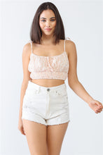 Load image into Gallery viewer, White &amp; Orange Floral Print Sleeveless Strappy Crop Top
