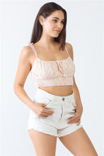 Load image into Gallery viewer, White &amp; Orange Floral Print Sleeveless Strappy Crop Top
