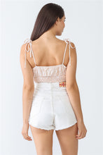 Load image into Gallery viewer, White &amp; Orange Floral Print Sleeveless Strappy Crop Top

