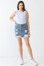 Load image into Gallery viewer, Baby Blue Chess Cage Print Cotton Blend Sleeveless Bodysuit
