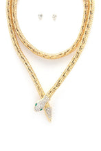 Load image into Gallery viewer, Chunky Metal Snake Necklace Earring Set
