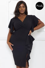 Load image into Gallery viewer, Ruffle Detailed Surplice Plus Size Midi Dress
