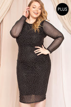Load image into Gallery viewer, Translucent Silver Rhinestone Plus Midi Dress
