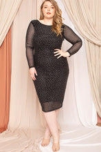 Load image into Gallery viewer, Translucent Silver Rhinestone Plus Midi Dress
