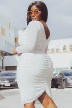 Load image into Gallery viewer, Translucent Silver Rhinestone Plus Midi Dress
