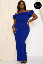 Load image into Gallery viewer, Ruffle Shoulder Shoulder Plus Size Jumpsuit

