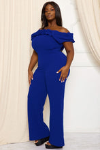Load image into Gallery viewer, Ruffle Shoulder Shoulder Plus Size Jumpsuit
