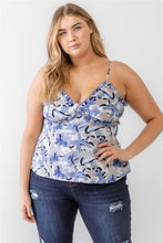 Load image into Gallery viewer, Plus Floral Print Woven Ruffle Sleeveless Back Zipper Tank Top
