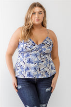 Load image into Gallery viewer, Plus Floral Print Woven Ruffle Sleeveless Back Zipper Tank Top
