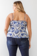 Load image into Gallery viewer, Plus Floral Print Woven Ruffle Sleeveless Back Zipper Tank Top
