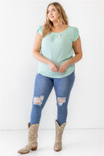 Load image into Gallery viewer, Plus Koshibo Textured Cap Sleeve Top
