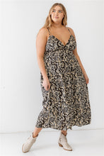 Load image into Gallery viewer, Plus Floral Smocked Waist Sleeveless Midi Dress
