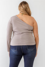 Load image into Gallery viewer, Plus Mocha Textured One Shoulder Top
